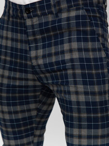 Uomo Pantaloni eleganti a quadri Blu scuro Bolf 184142