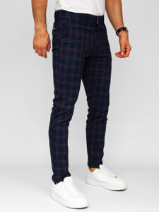 Uomo Pantaloni eleganti a quadri Blu scuro Bolf 184170