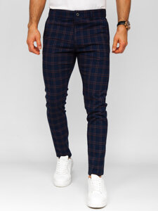 Uomo Pantaloni eleganti a quadri Blu scuro Bolf 184170