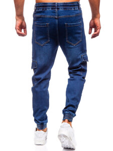 Uomo Pantaloni in jeans cargo jogger blu scuro Bolf 8101