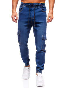 Uomo Pantaloni in jeans cargo jogger blu scuro Bolf 8101