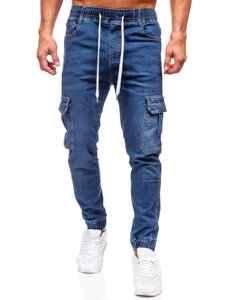 Uomo Pantaloni in jeans cargo jogger blu scuro Bolf 8118