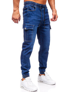 Uomo Pantaloni in jeans cargo jogger blu scuro Bolf 8123