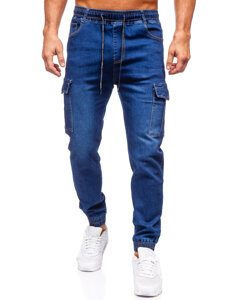 Uomo Pantaloni in jeans cargo jogger blu scuro Bolf 8123