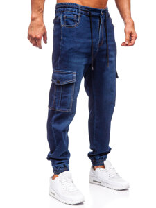 Uomo Pantaloni in jeans cargo jogger blu scuro Bolf 8132