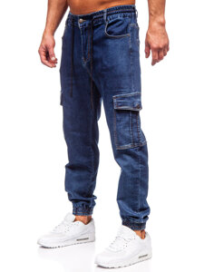 Uomo Pantaloni in jeans cargo jogger blu scuro Bolf 8133