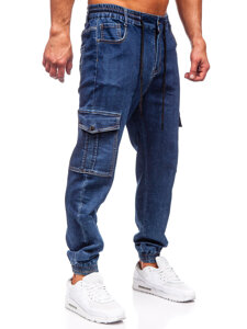 Uomo Pantaloni in jeans cargo jogger blu scuro Bolf 8133