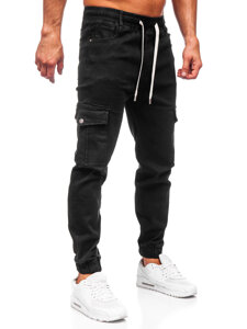 Uomo Pantaloni in jeans cargo jogger nero Bolf 8110