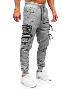 Uomo Pantaloni jogger cargo da tuta caldi Grigio Bolf HSS339