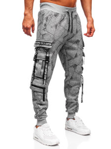 Uomo Pantaloni jogger cargo da tuta caldi Grigio Bolf HSS340