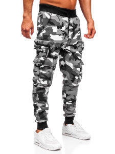 Uomo Pantaloni jogger cargo da tuta caldi Grigio Bolf HSS353