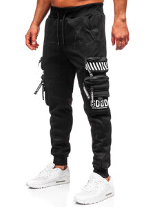 Uomo Pantaloni jogger cargo da tuta caldi Nero Bolf HSS339