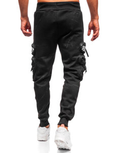 Uomo Pantaloni jogger cargo da tuta caldi Nero Bolf HSS339