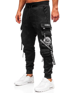 Uomo Pantaloni jogger cargo da tuta caldi Nero Bolf HSS340