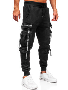 Uomo Pantaloni jogger cargo da tuta caldi Nero Bolf HSS340