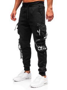 Uomo Pantaloni jogger cargo da tuta caldi Nero Bolf HSS350