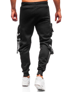 Uomo Pantaloni jogger cargo da tuta caldi Nero Bolf HSS350