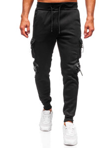 Uomo Pantaloni jogger cargo da tuta caldi Nero Bolf HSS361