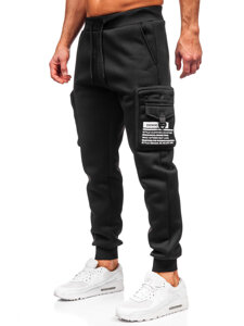 Uomo Pantaloni jogger cargo da tuta caldi Nero Bolf K22