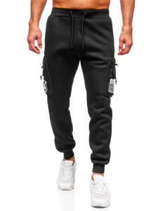 Uomo Pantaloni jogger cargo da tuta caldi Nero Bolf K22