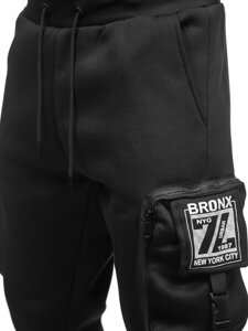 Uomo Pantaloni jogger cargo da tuta caldi Nero Bolf K23