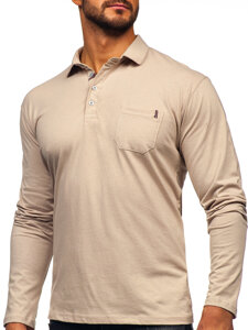 Uomo Polo in cotone a maniche lunghe Beige Bolf 5120