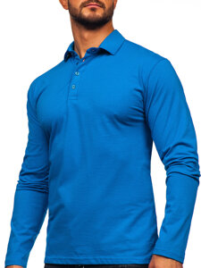 Uomo Polo in cotone a maniche lunghe Blu Bolf 5119