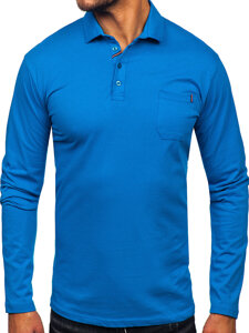 Uomo Polo in cotone a maniche lunghe Blu Bolf 5120