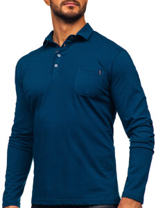 Uomo Polo in cotone a maniche lunghe Blu scuro Bolf 5120