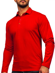 Uomo Polo in cotone a maniche lunghe Rosso Bolf 5119