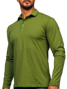 Uomo Polo in cotone a maniche lunghe Verde Bolf 5119