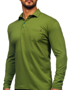 Uomo Polo in cotone a maniche lunghe Verde Bolf 5120