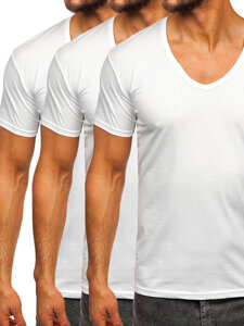 Uomo T-shirt a scollo V Bianco Bolf 9002-3P 3 PACK