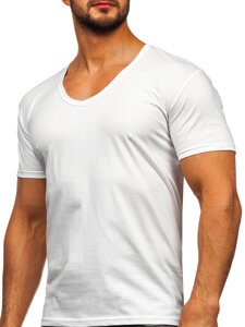 Uomo T-shirt a scollo V Bianco Bolf 9002