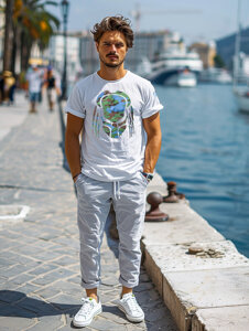 Uomo T-shirt con stampa Bianco Bolf 192379-1