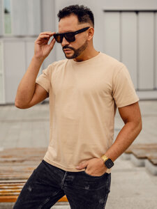 Uomo T-shirt in cotone basic Beige Bolf 192397A