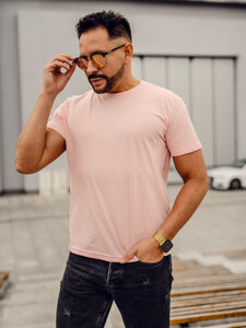 Uomo T-shirt in cotone basic Rosa chiaro Bolf 192397A