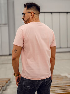 Uomo T-shirt in cotone basic Rosa chiaro Bolf 192397A