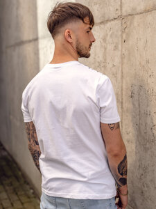 Uomo T-shirt in cotone con stampa Bianco Bolf 1173A