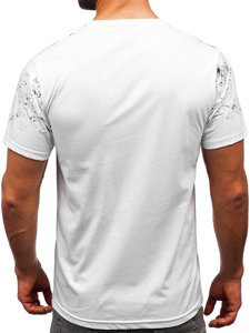 Uomo T-shirt in cotone con stampa Bianco Bolf 14725