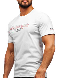 Uomo T-shirt in cotone con stampa Bianco Bolf 14732