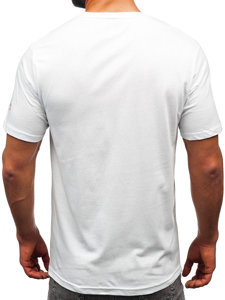 Uomo T-shirt in cotone con stampa Bianco Bolf 14741