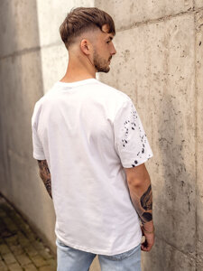 Uomo T-shirt in cotone con stampa Bianco Bolf 300A