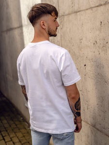 Uomo T-shirt in cotone con stampa Bianco Bolf SS11071A