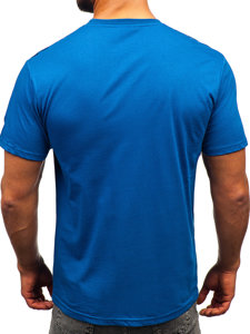 Uomo T-shirt in cotone con stampa Blu Bolf 14722