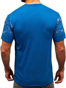 Uomo T-shirt in cotone con stampa Blu Bolf 14725