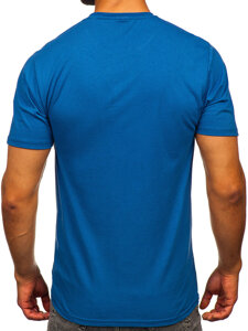 Uomo T-shirt in cotone con stampa Blu Bolf 5032