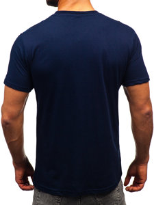 Uomo T-shirt in cotone con stampa Blu scuro Bolf 14722