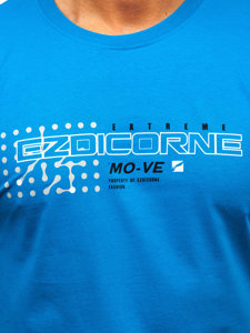 Uomo T-shirt in cotone con stampa Celeste Bolf 14732