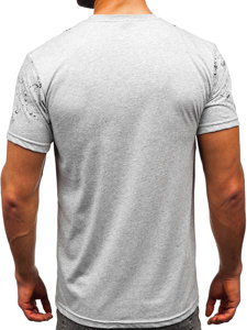 Uomo T-shirt in cotone con stampa Grigio Bolf 14725